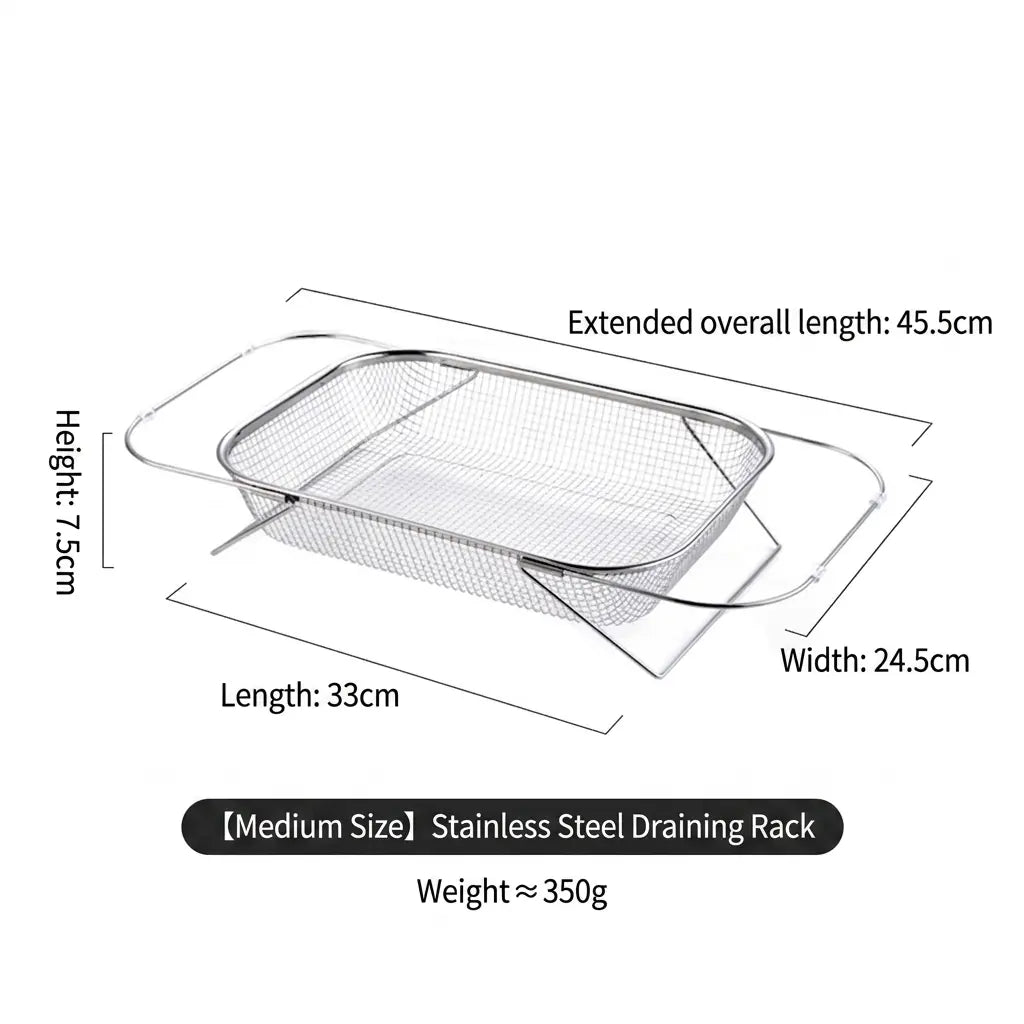 Stainless Steel Over-the-Sink Expandable Strainer Basket with Chopstick Holder