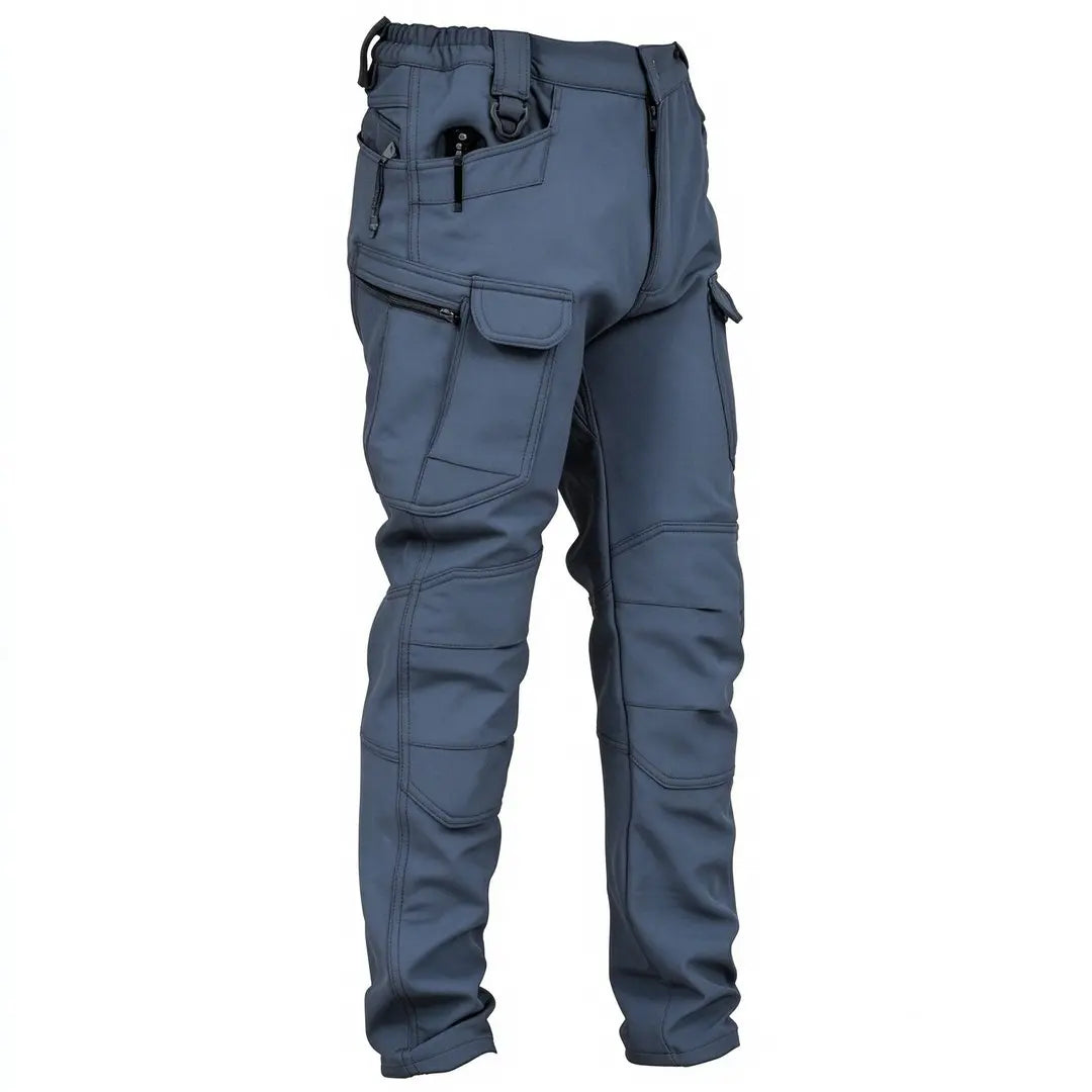Men's Windproof & Warm Outdoor Military Tactical Pants - Fleece-Lined, Solid Color👖