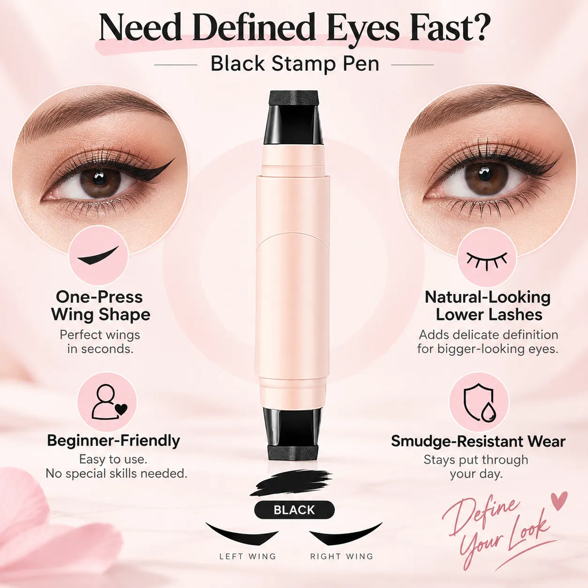 Winged Eyeliner Stamp — Symmetrical Cat Eyes in One Press