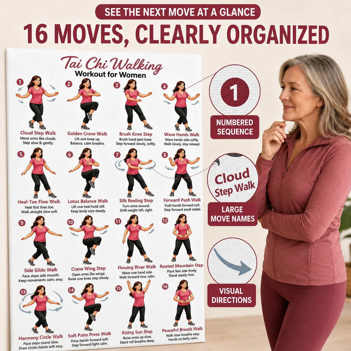 Walking Exercise Poster for Women(11.81 x 17.72 In)