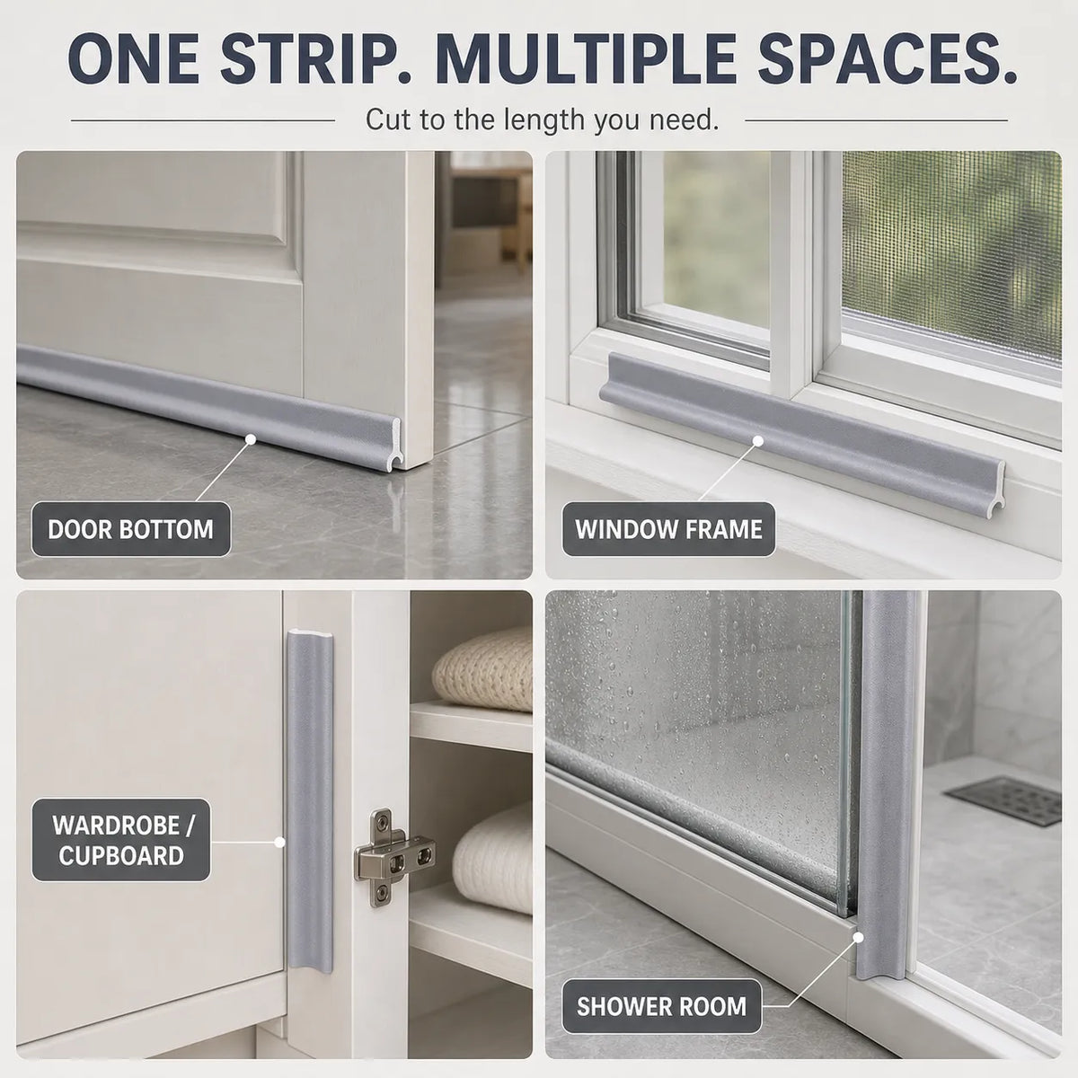 Self-Adhesive Weather Seal Strip, 5m Foam Door & Window Draft Stopper, 4 Colors