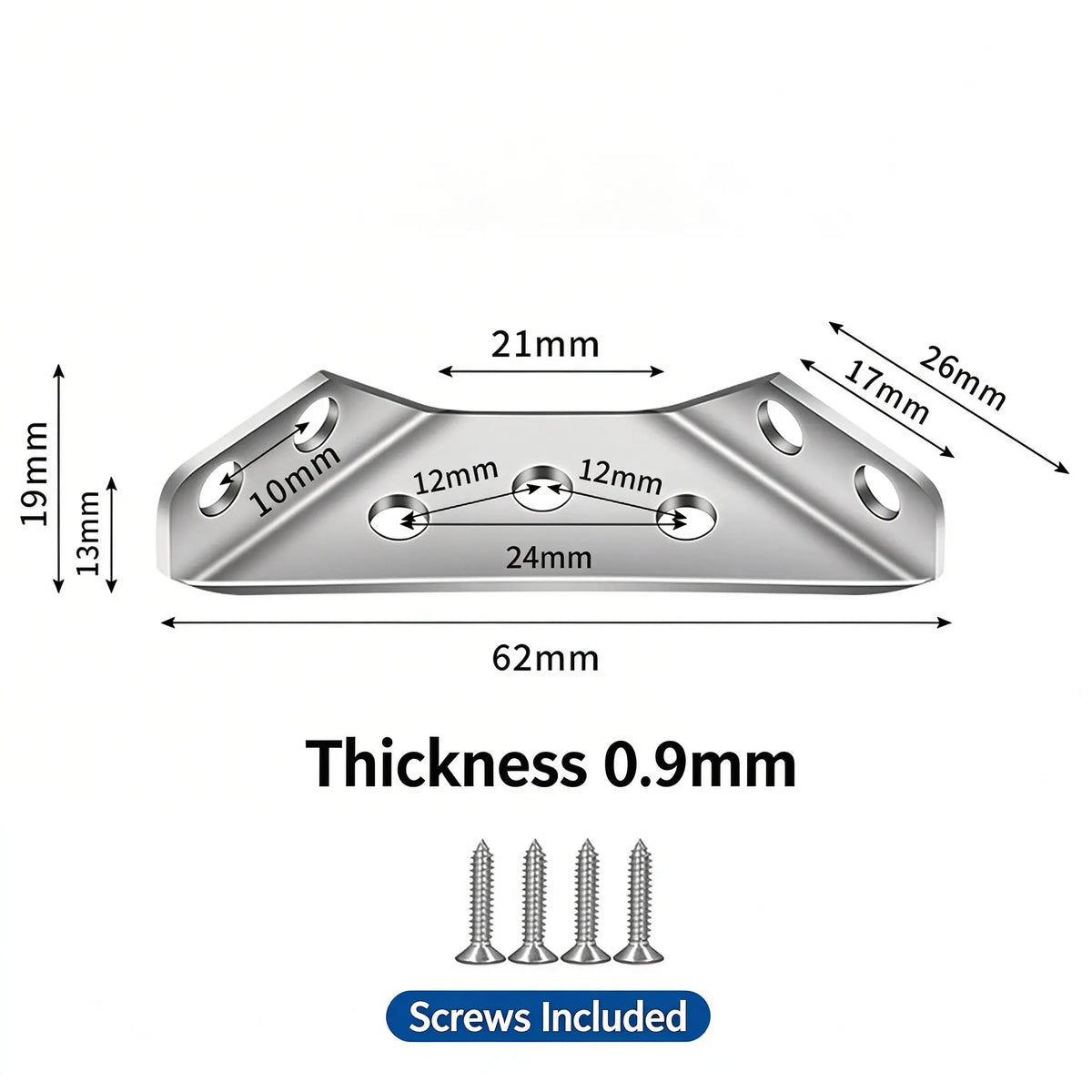 Stainless Steel Corner Braces, 6-Pack 90° Joint Plates with Screws