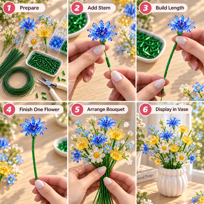 ✨DIY Beaded Wildflower Bouquet Kit – Handmade Crystal Flower Craft Set🌸✨