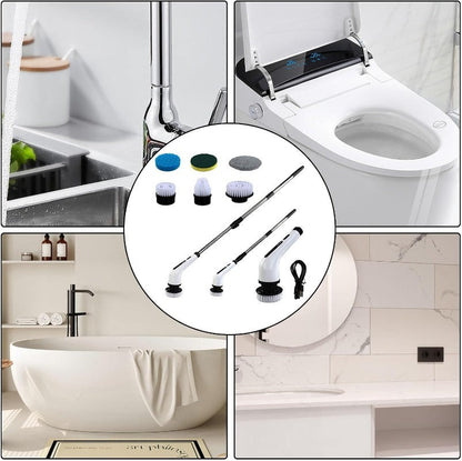 Piulelife™ 8 Replaceable Brush Heads Electric Spin Scrubber Cordless Shower Cleaner