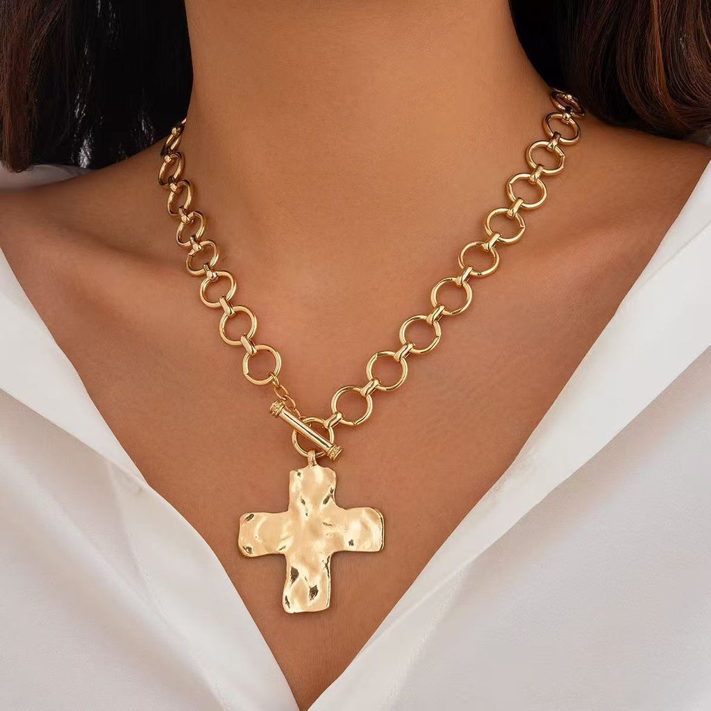 Hammered Cross Series Necklace: Contemporary Faith & Stylish Devotion