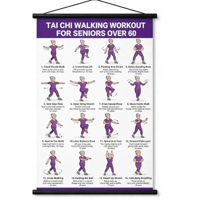 Tai Chi Chair Workout Chart for Seniors (16 x 24 inches)