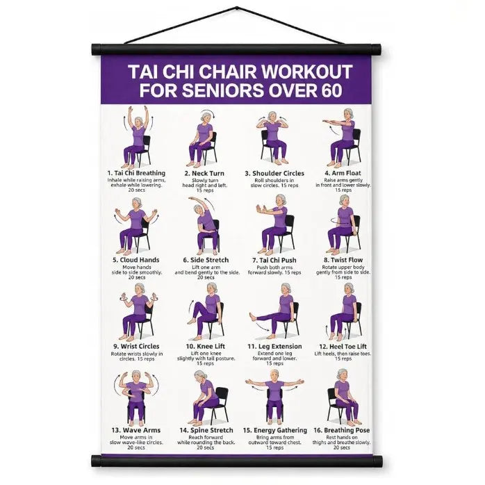 Tai Chi Chair Workout Chart for Seniors (16 x 24 inches)