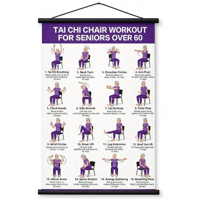 Tai Chi Chair Workout Chart for Seniors (16 x 24 inches)
