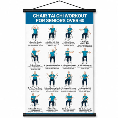 Tai Chi Chair Workout Chart for Seniors (16 x 24 inches)
