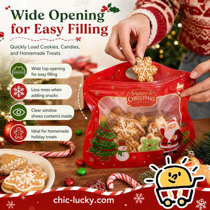 🎅Easy Fill, Easy Seal🎄Festive Self-Seal Treat Bags