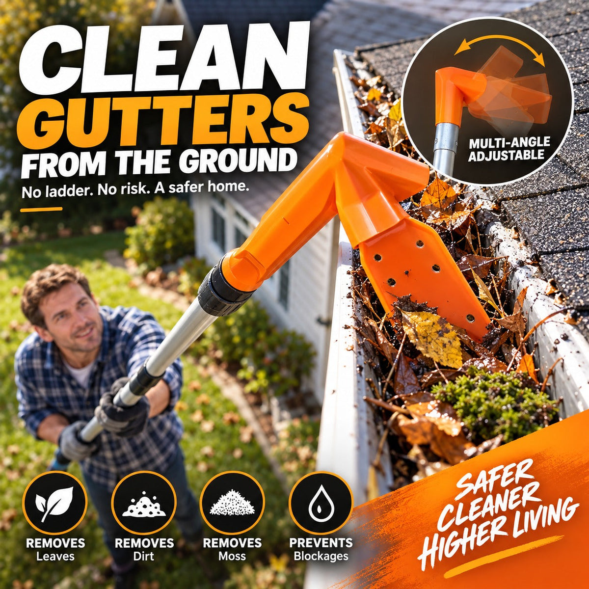 🔧  No-Climb Gutter Cleaning Tool