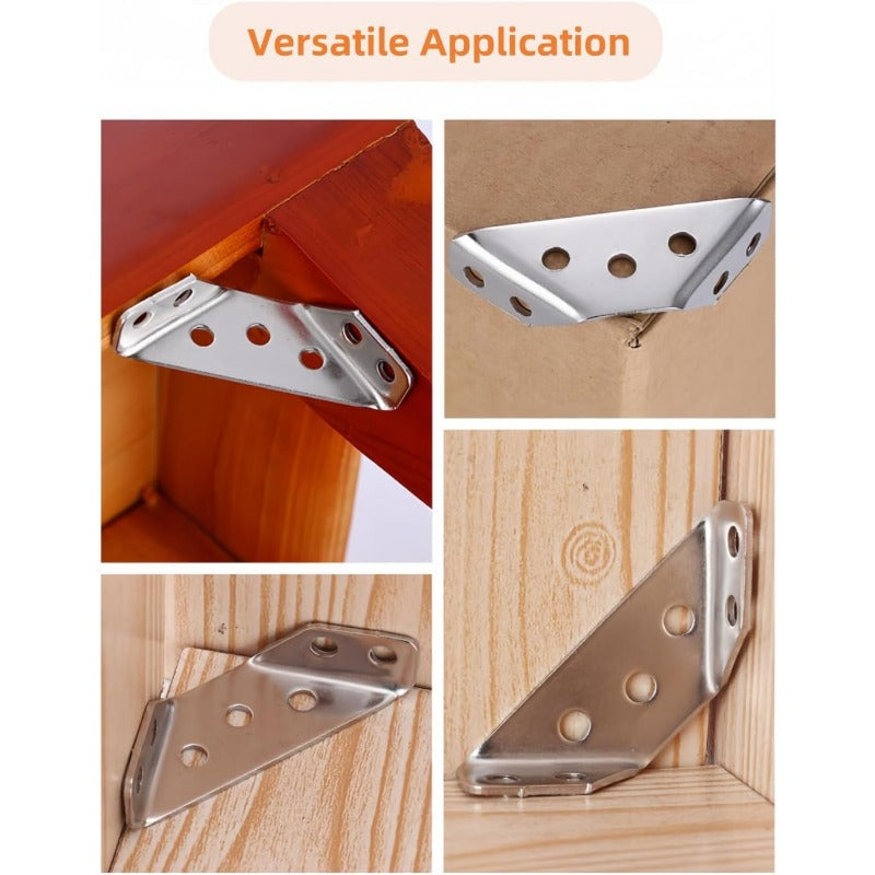 Stainless Steel Corner Braces, 6-Pack 90° Joint Plates with Screws