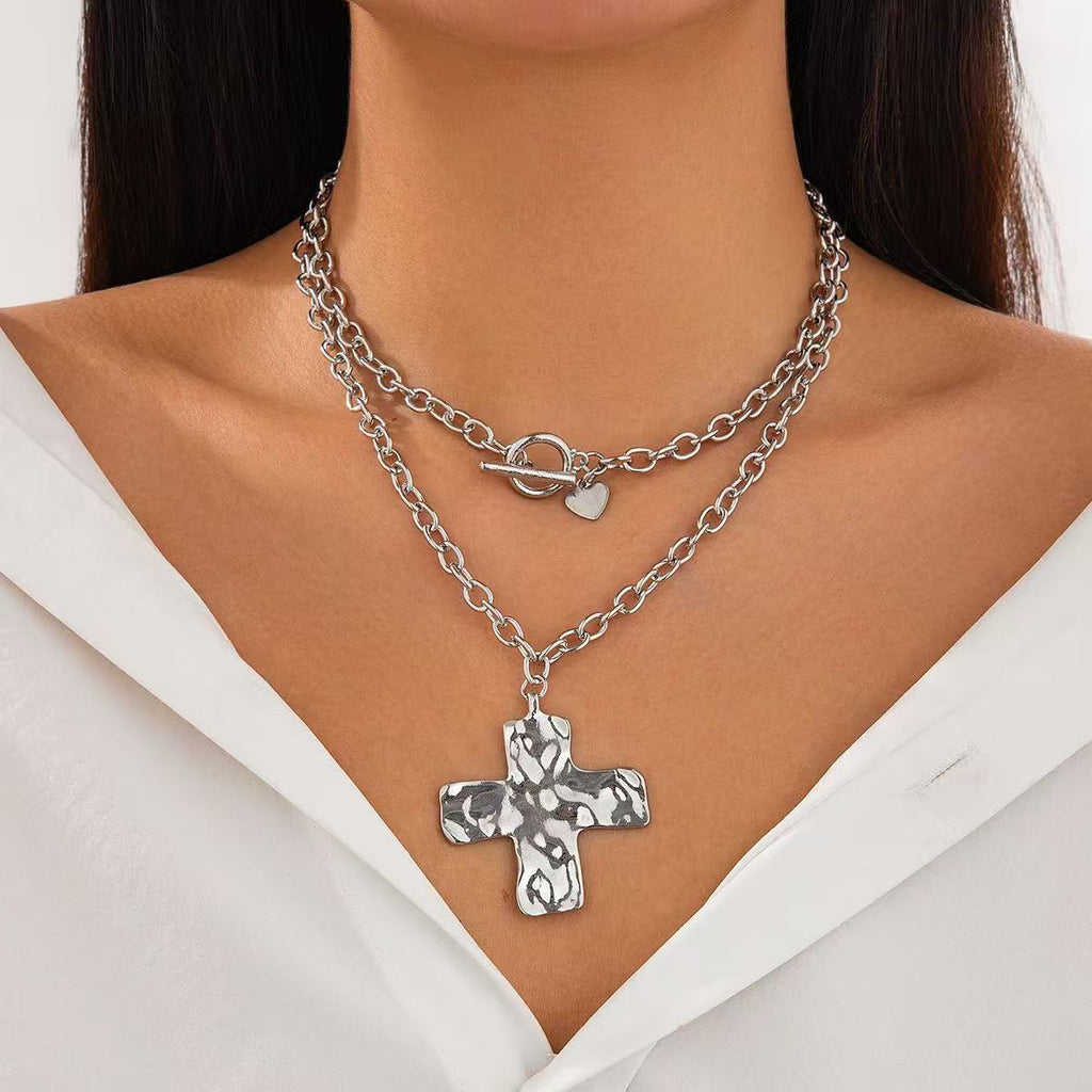 Hammered Cross Series Necklace: Contemporary Faith & Stylish Devotion