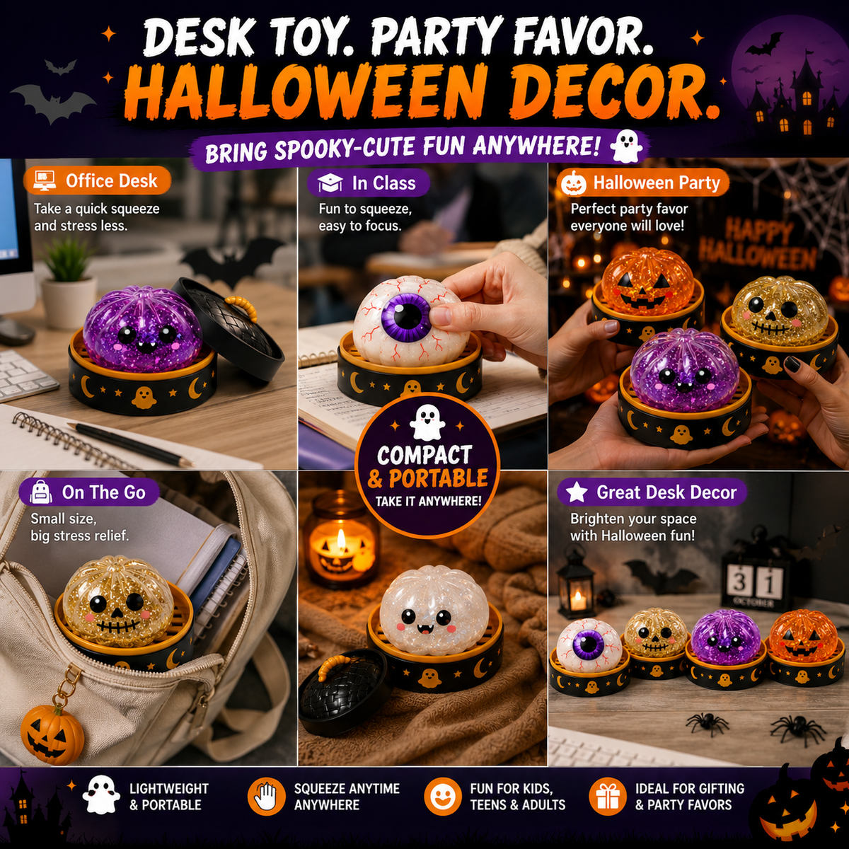 Halloween Steamed Bun Squishy Mystery Box Toy`