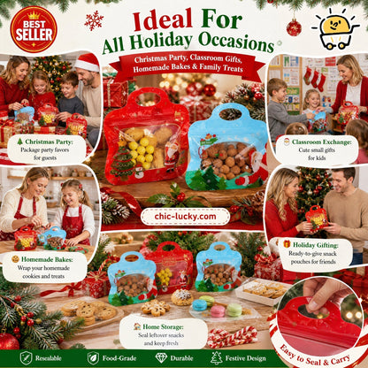 🎅Easy Fill, Easy Seal🎄Festive Self-Seal Treat Bags