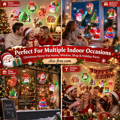 LED Christmas Light-Up Wall Decals – built-in LED, pre-installed batteries