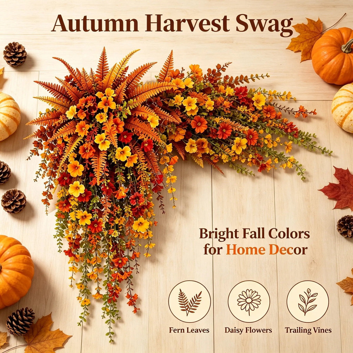 🍂🍁 ARTIFICIAL FALL HARVEST HANGING BASKET