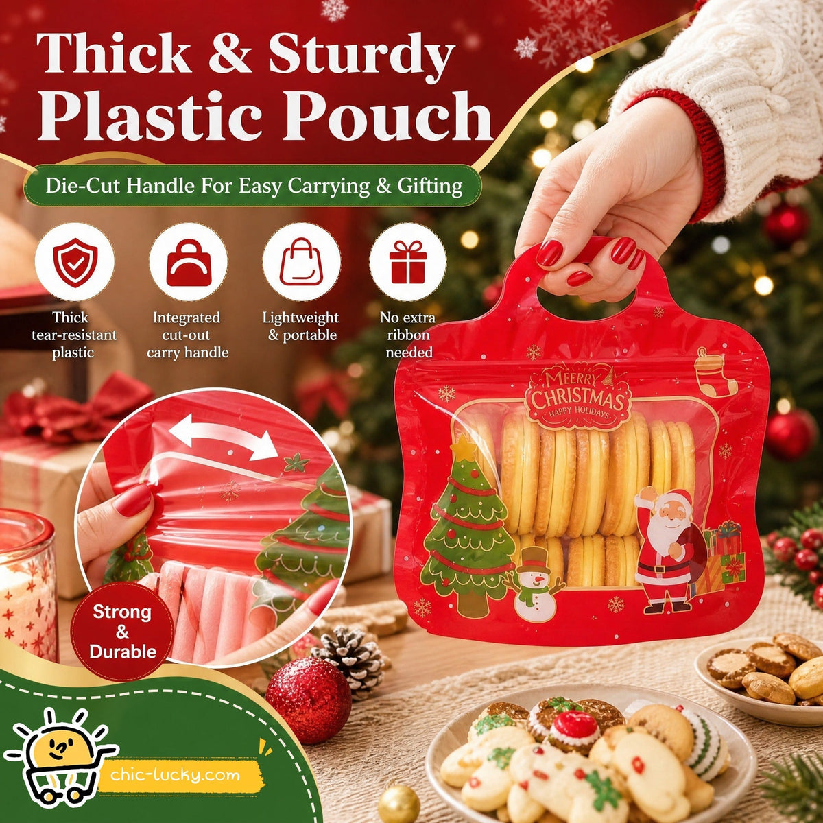 🎅Easy Fill, Easy Seal🎄Festive Self-Seal Treat Bags