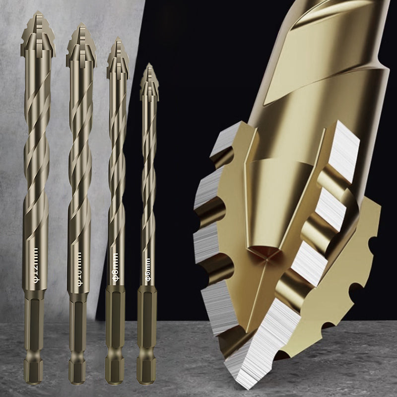 High-Strength 4-Flute Serrated Eccentric Drill Bit Kit - Durable & Versatile for All DIY Projects