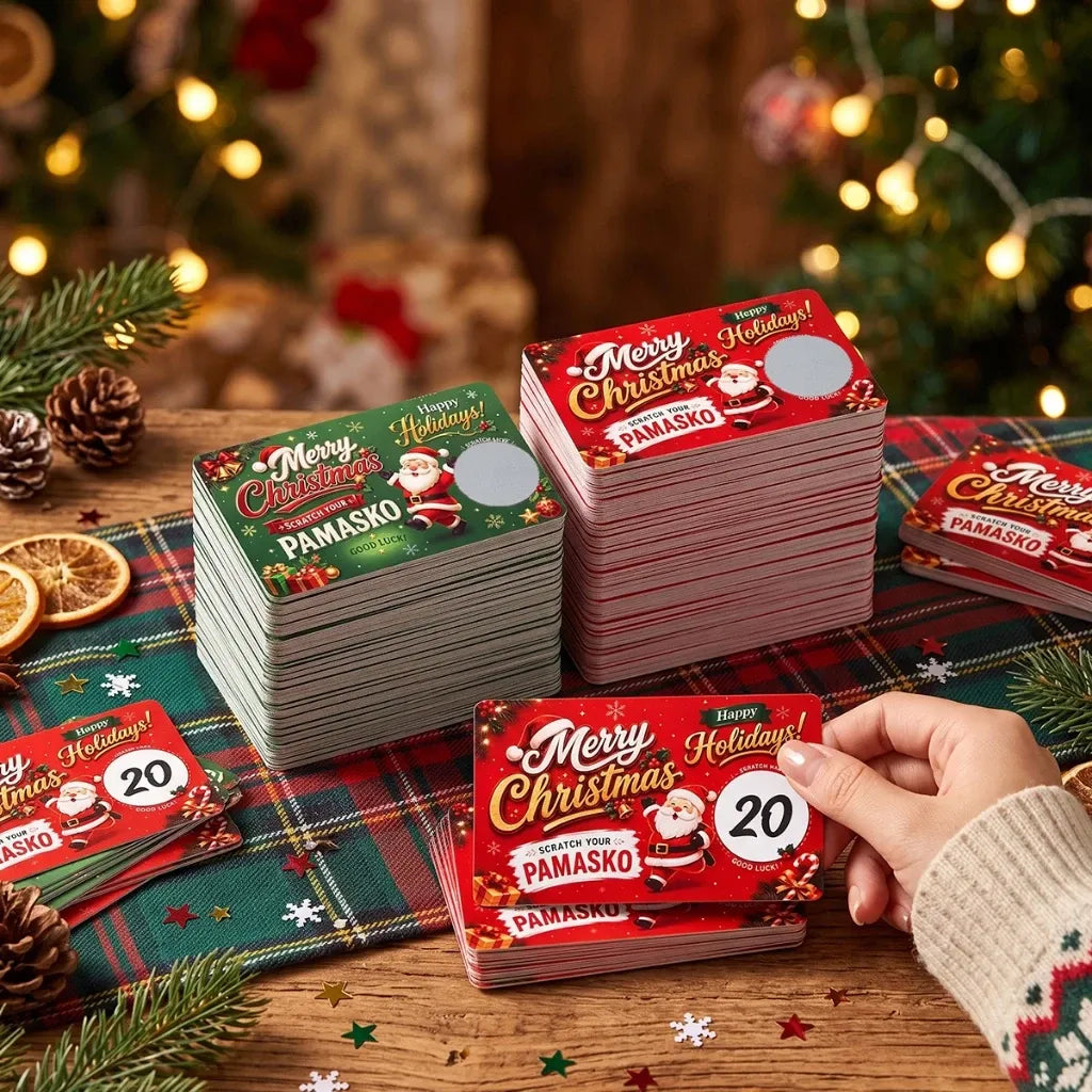🎁🎄 Scratch & Surprise Christmas Party Cards – Festive Lucky Draw Game for Holiday Fun(red 5pcs +green 5pcs)