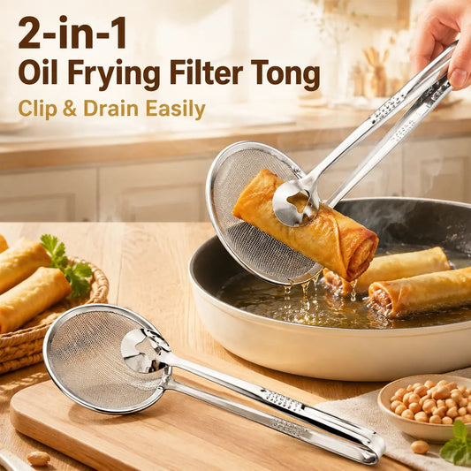 2-in-1 Stainless Steel Oil Strainer Tong