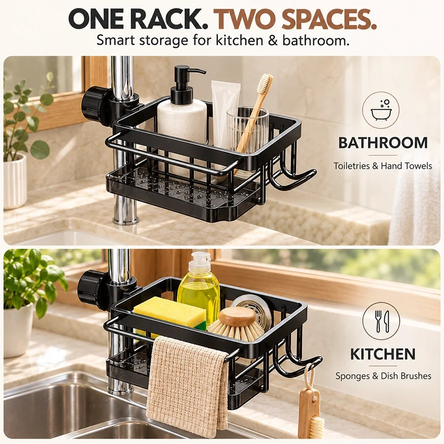 Faucet-Hanging Drain Rack with Removable Drip Tray