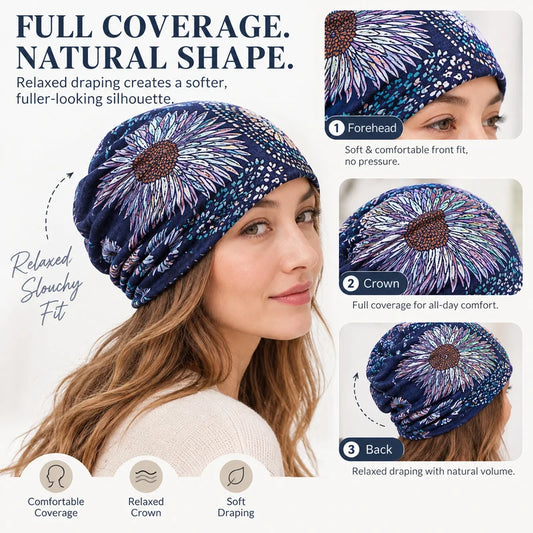 Bohemian Floral Slouchy Beanie for Women