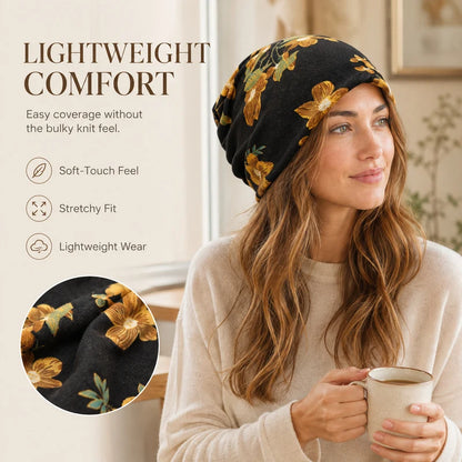 Bohemian Floral Slouchy Beanie for Women
