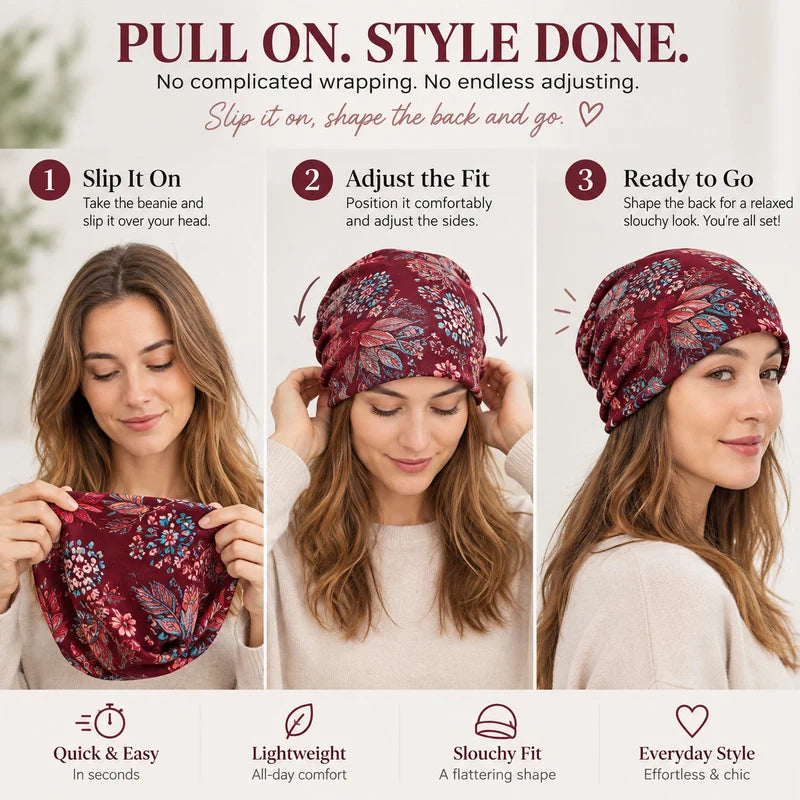 Bohemian Floral Slouchy Beanie for Women