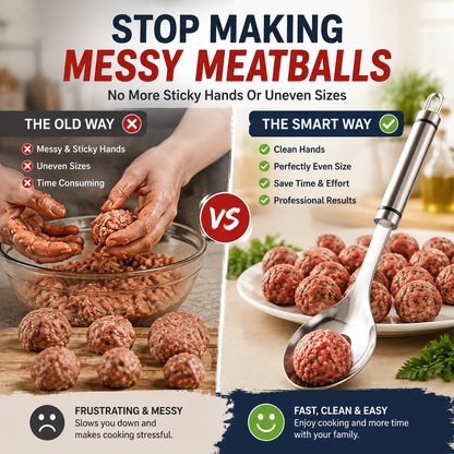 🍝 304 Stainless Steel Meatball Maker Spoon Set – Press & Scoop