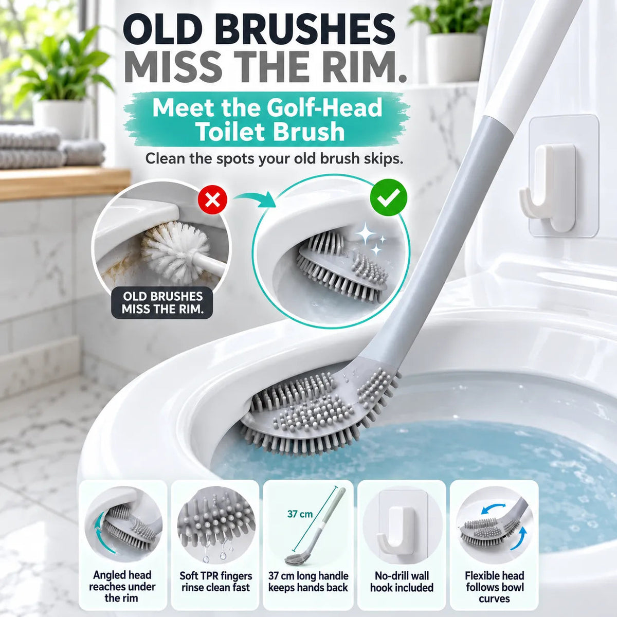Golf brush head toilet brush