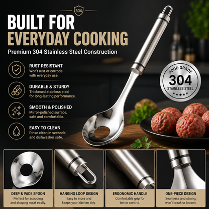 🍝 304 Stainless Steel Meatball Maker Spoon Set – Press & Scoop
