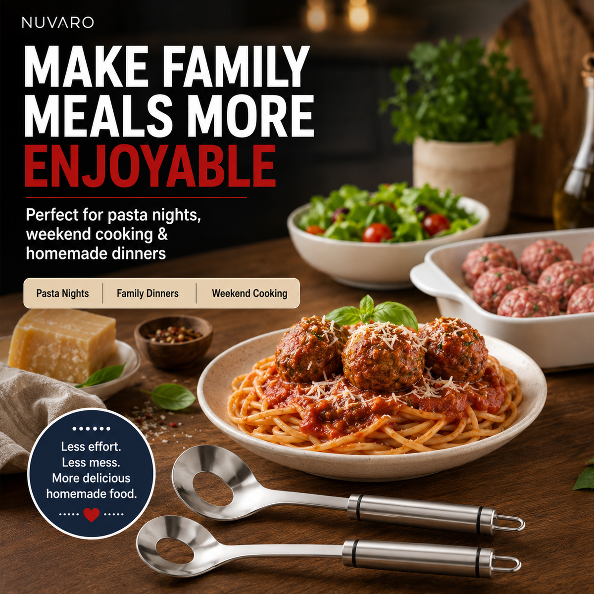 🍝 304 Stainless Steel Meatball Maker Spoon Set – Press & Scoop