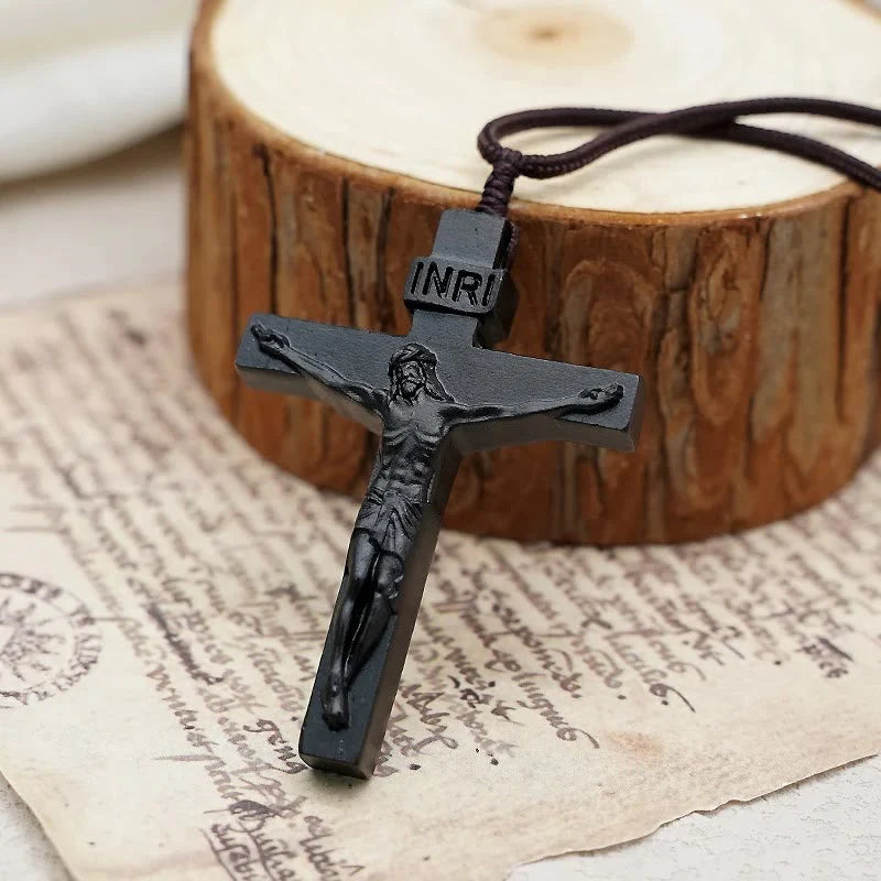 Crucifix Wooden Necklace