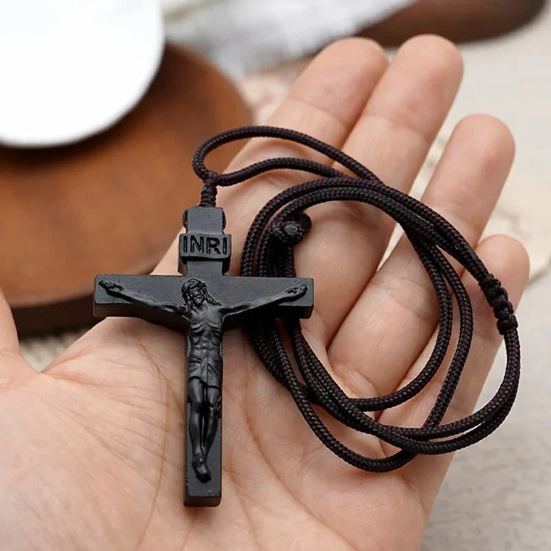 Crucifix Wooden Necklace