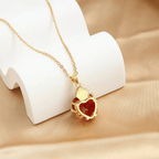 Christianartworkshop Modern Style Crafted Red Gemstones Sacred Heart of Jesus Pendant Necklace - image 3
