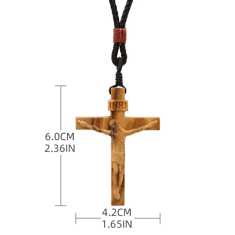 Crucifix Wooden Necklace
