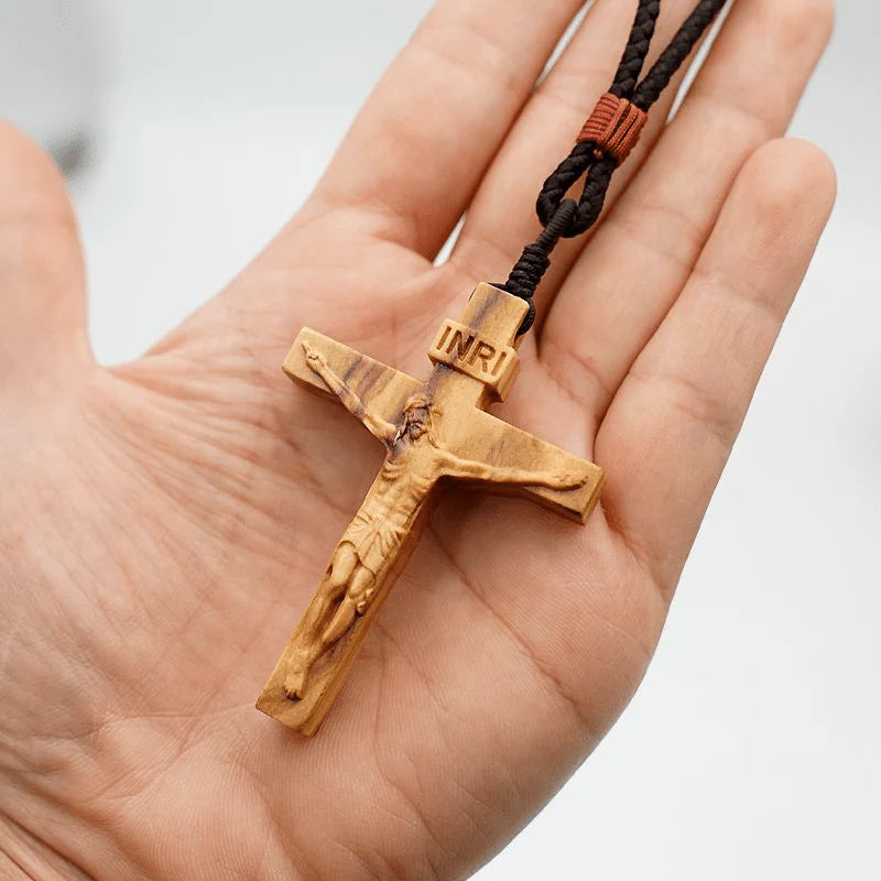 Crucifix Wooden Necklace