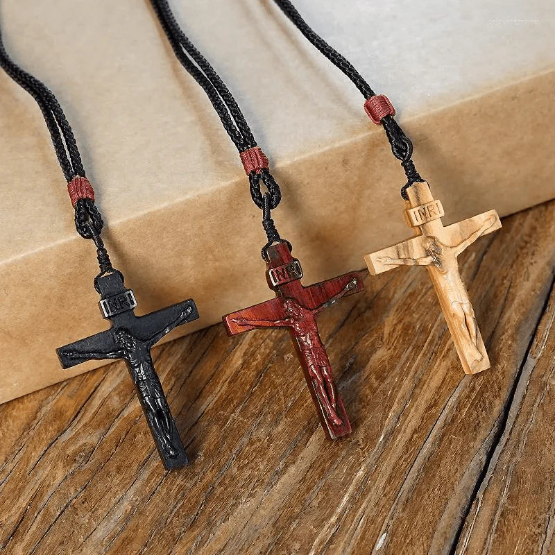 Crucifix Wooden Necklace