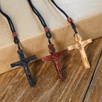 Crucifix Wooden Necklace