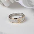 Modern Style Two-tone Gold Cross Alloy Ring(Made in Holy Land)