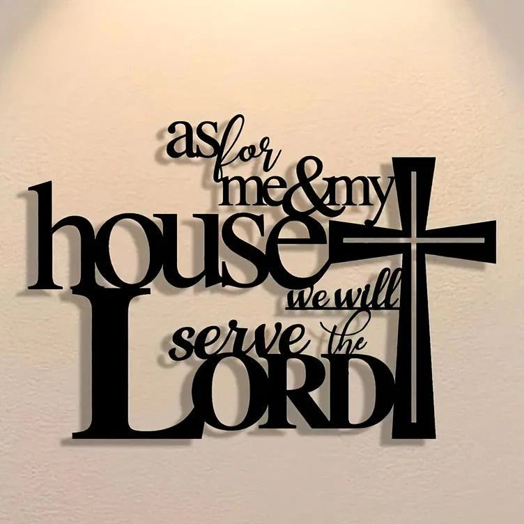 Faith - Filled Black Metal Wall Decor: Cross & As for Me & My House Verse