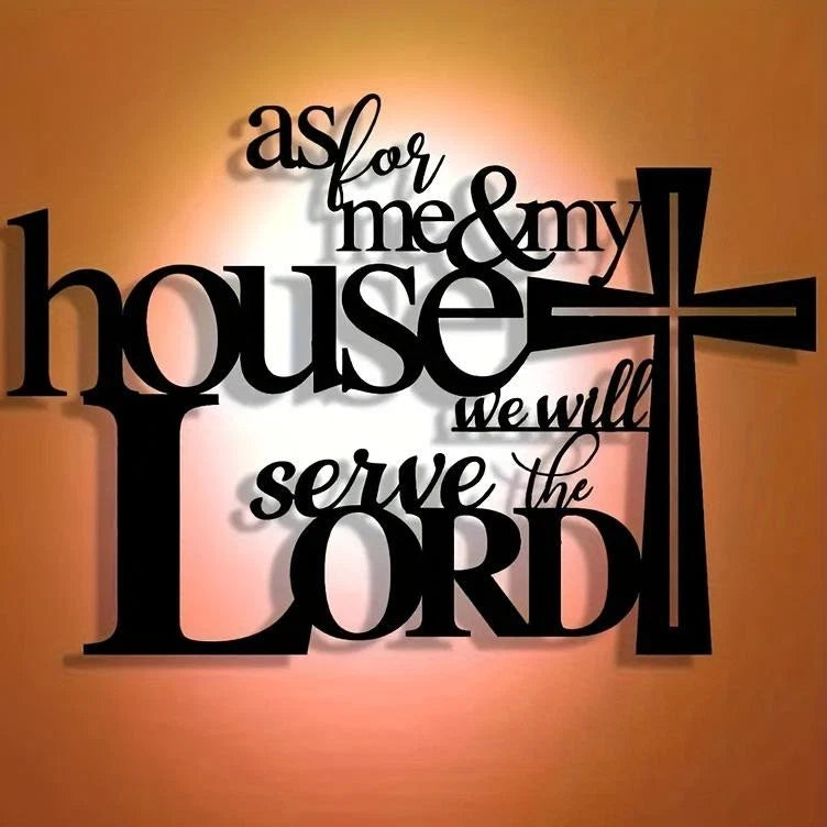 Faith - Filled Black Metal Wall Decor: Cross & As for Me & My House Verse