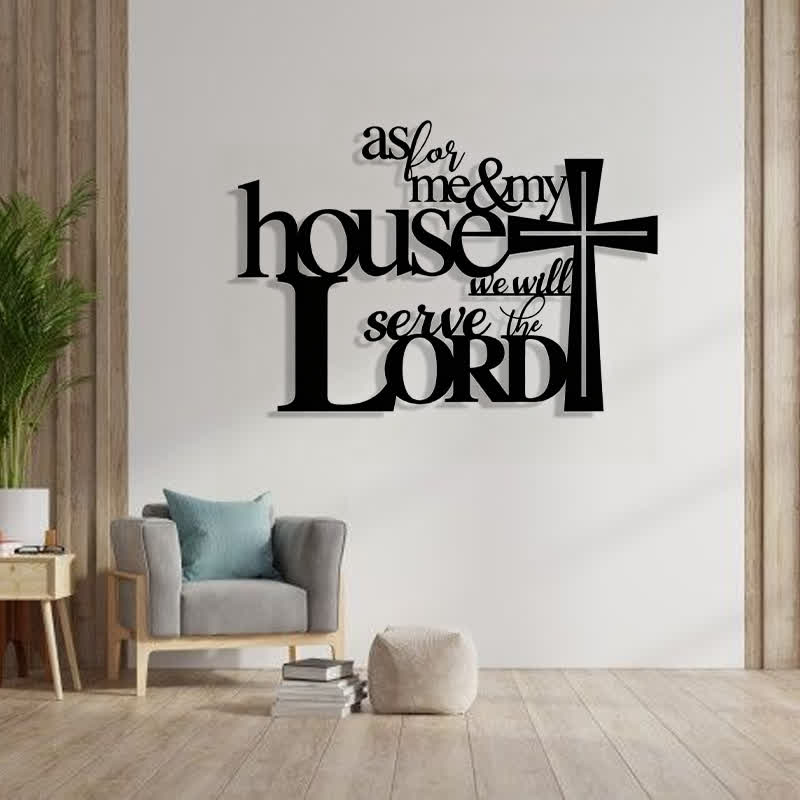 Faith - Filled Black Metal Wall Decor: Cross & As for Me & My House Verse