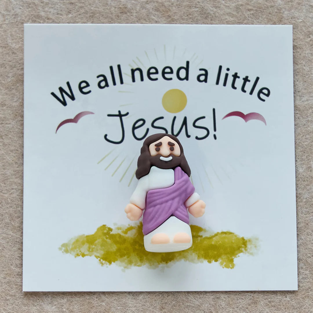 Mini Jesus Figurine with Card: We All Need A Little Jesus ( 5PCS SET)