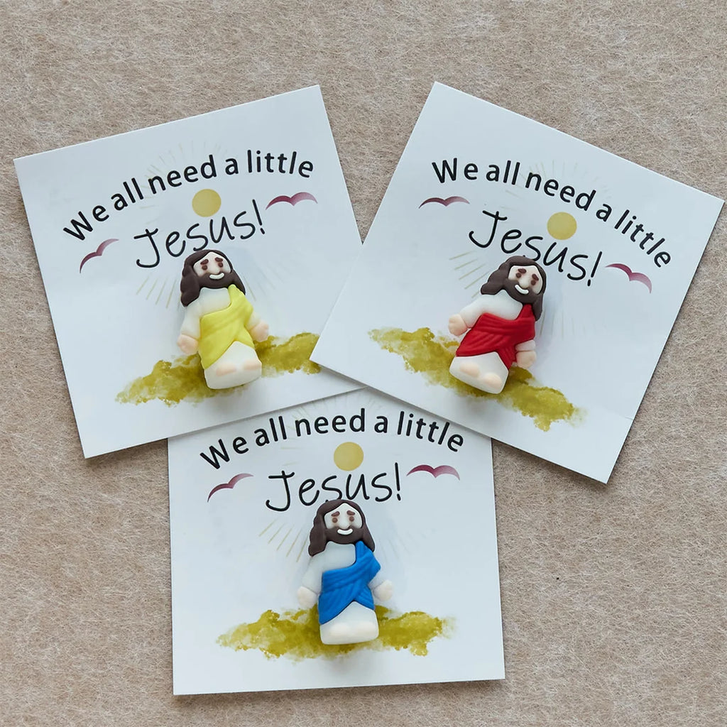 Mini Jesus Figurine with Card: We All Need A Little Jesus ( 5PCS SET)