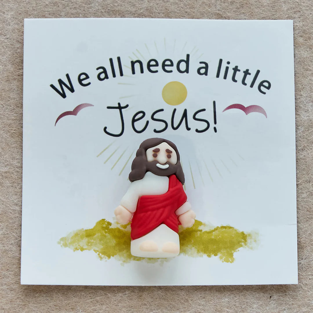 Mini Jesus Figurine with Card: We All Need A Little Jesus ( 5PCS SET)