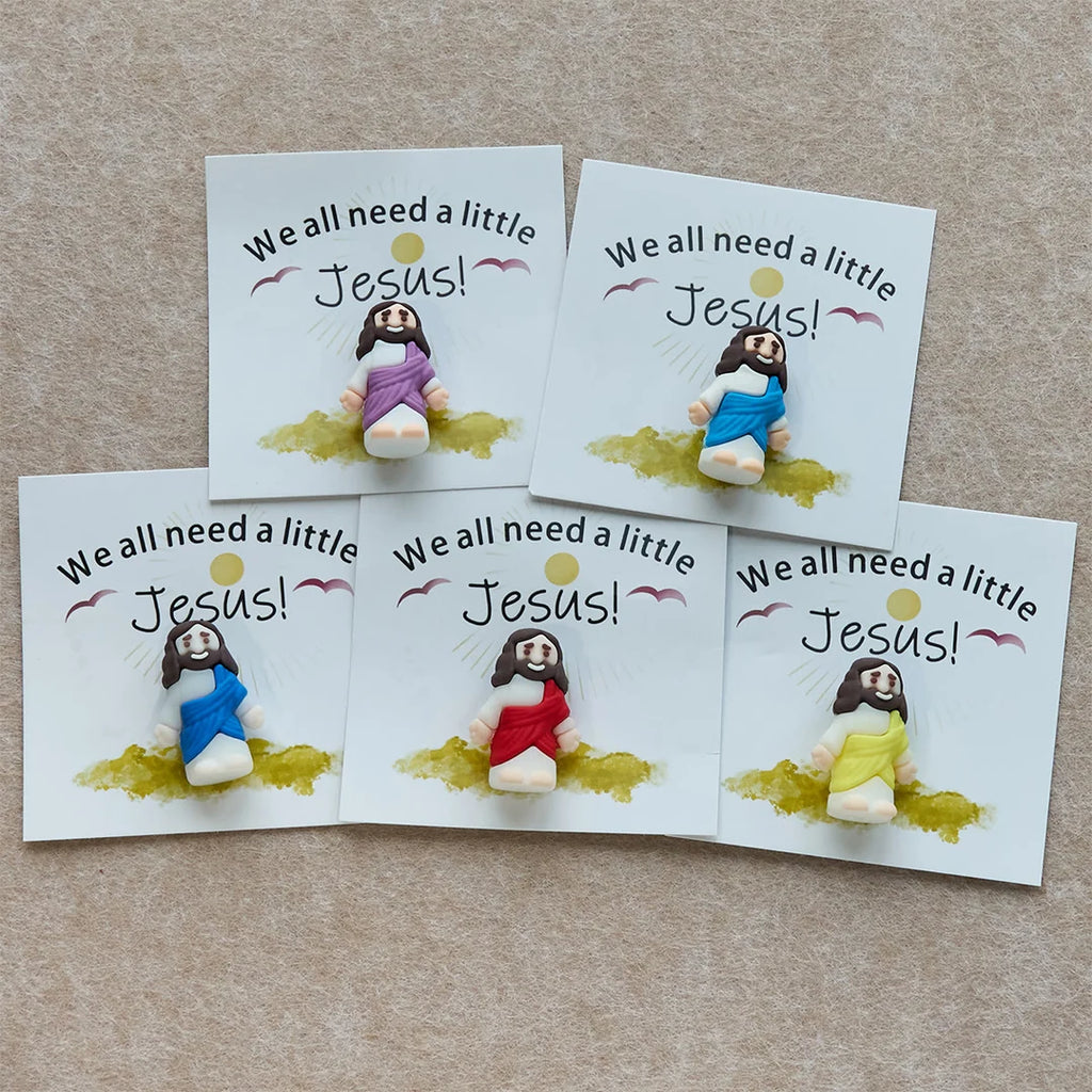 Mini Jesus Figurine with Card: We All Need A Little Jesus ( 5PCS SET)