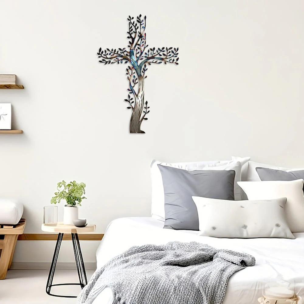 Flourishing Cross Metal Wall Art: Growth & Grace in Every Branch