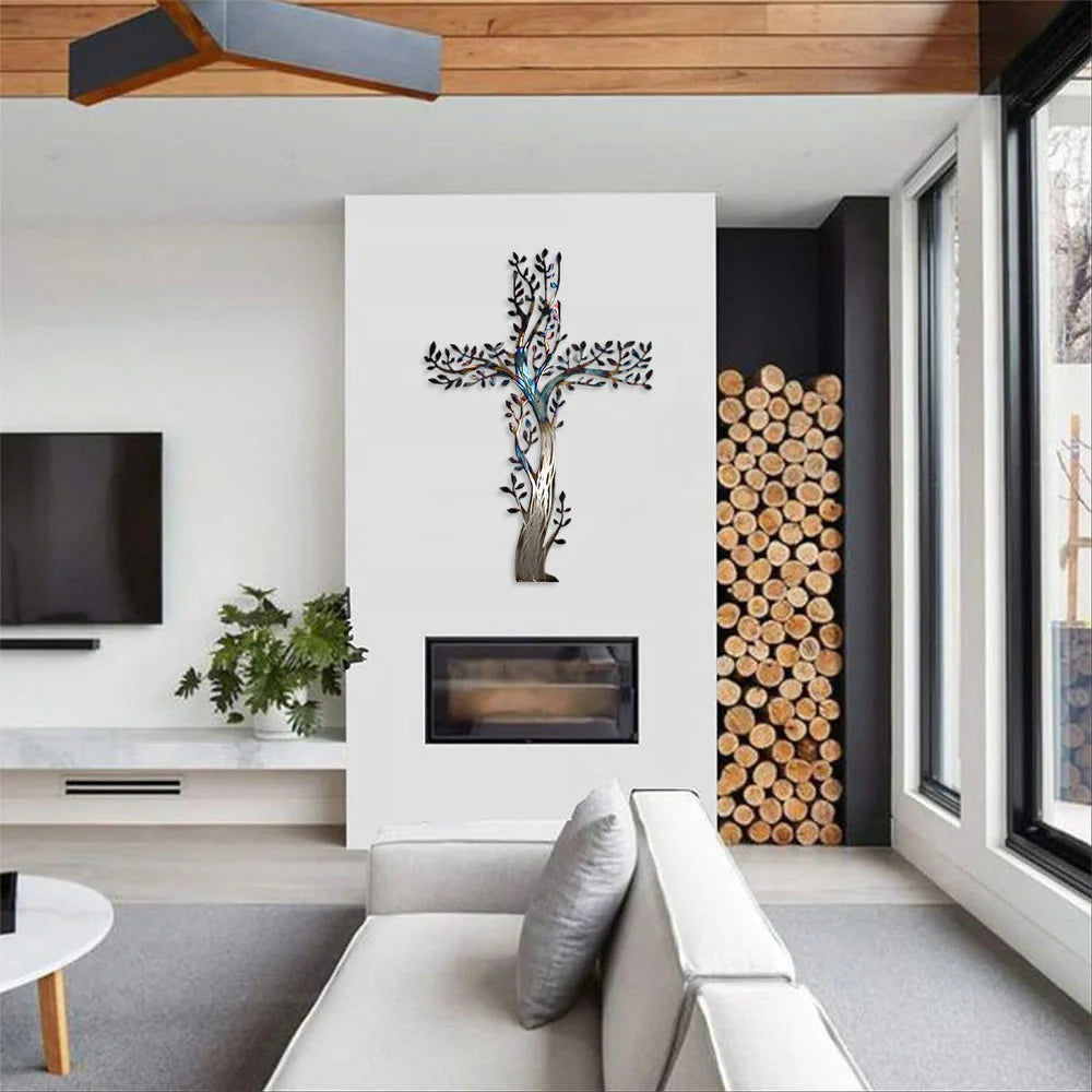 Flourishing Cross Metal Wall Art: Growth & Grace in Every Branch